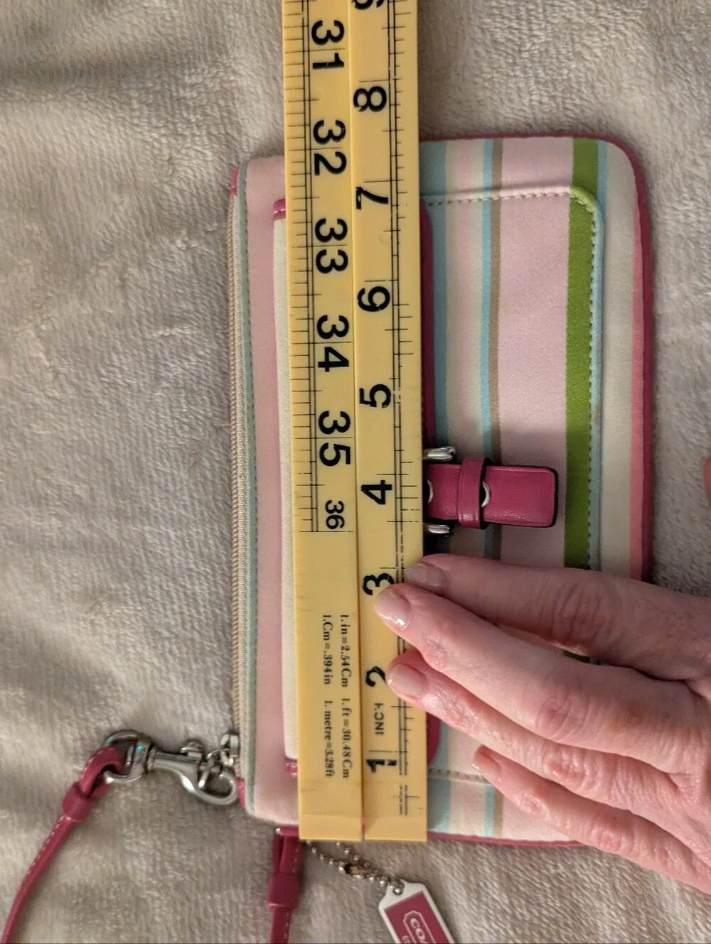 Coach Pink Multicolor Striped Wristlet Phone Case